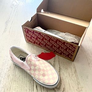 Vans pink checkered slip-on (size 5)